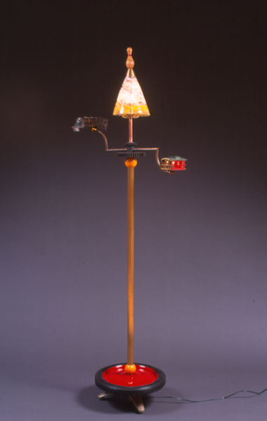 Loco is made from toy trains anf hsnd blown glass